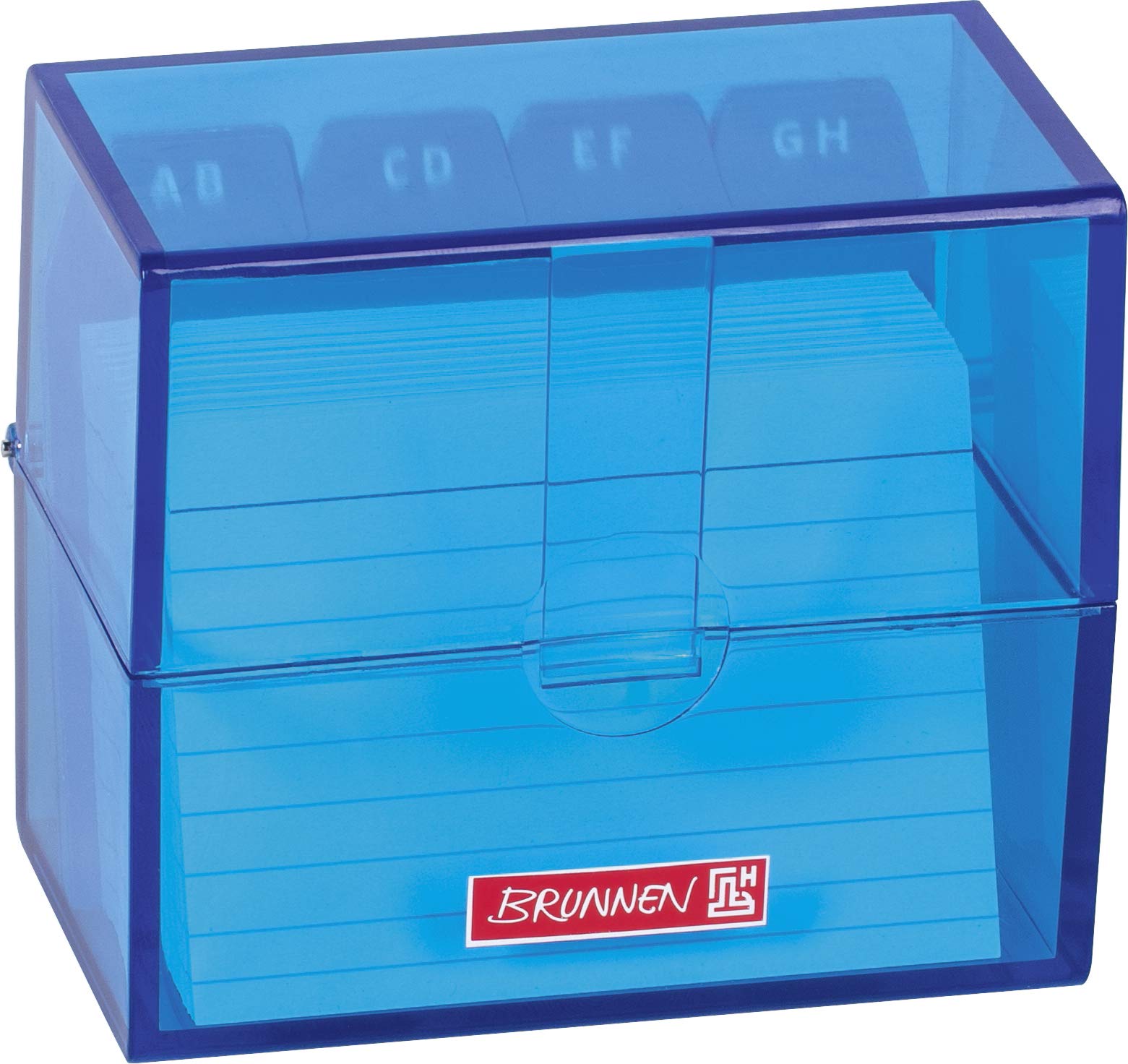 Brunnen 102058033 Index Card Box 8 x 7.5 x 4.8 cm for A8 Index Cards Polystyrene Azure Colour Code
