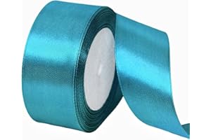 POPOYU Peacock Blue Wide Satin Ribbon for Gift Wrapping 1-1/2 inch,25Yards Continuous Ribbons Roll,Christmas Gift Ribbon Thick Solid Color Fabric Ribbon for Crafts,Wedding Car,Hair Bow Making,Wreath,Bouquet