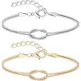 Love Knot Snake Chain Infinity Bracelets For Women 925 Sterling Silver Gold-plated Bracelet Matching Bracelets For Couples Friendship Relationship Bracelets Valentine Christmas Gifts For Her Jewelry