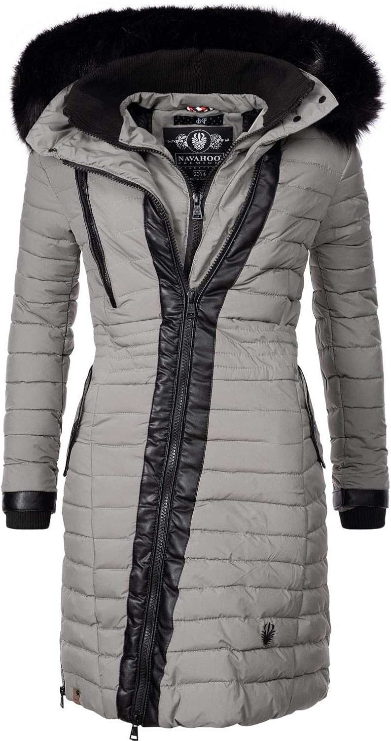 Navahoo Damen Wintermantel Steppmantel mit abnehmbarem Kunstfell Tirana 5 Farben XS-XXL