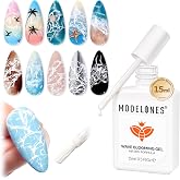 modelones White Blooming Wave Gel Polish Ocean Wave Effect U V Cure | Marble Water Ripple Beach Lace Design Spreading Over Uncured Base Beginner Friendly Soak Off DIY Manicure Gift Nail Art Stuff