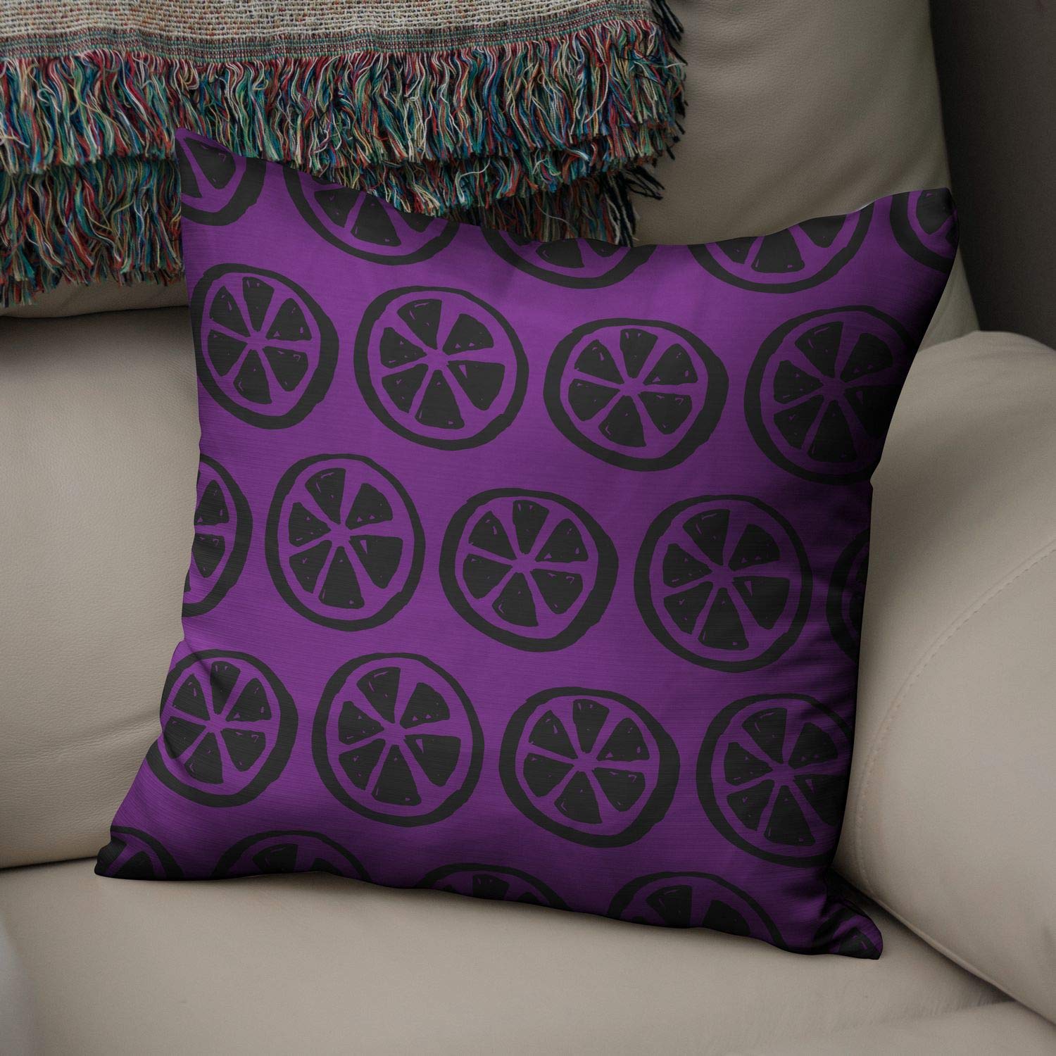 Bonamaison Decorative Cushion Cover Purple & Black, Throw Pillow Covers, Home Decorative Pillowcases for Livingroom, Sofa, Bedroom, Size: 50x50 Cm - Designed and Manufactured in Turkey