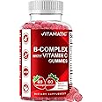 Vitamatic Vitamin B Complex Gummies with Vitamin C & Inositol - Natural Strawberry Flavor - 60 Gummies (1 Bottle)