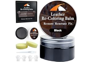 Black Leather Repair Kit - Recoloring Balm and Dye to Restore & Renew Scratched, Faded and Aged Leather & Vinyl Couches, Boot