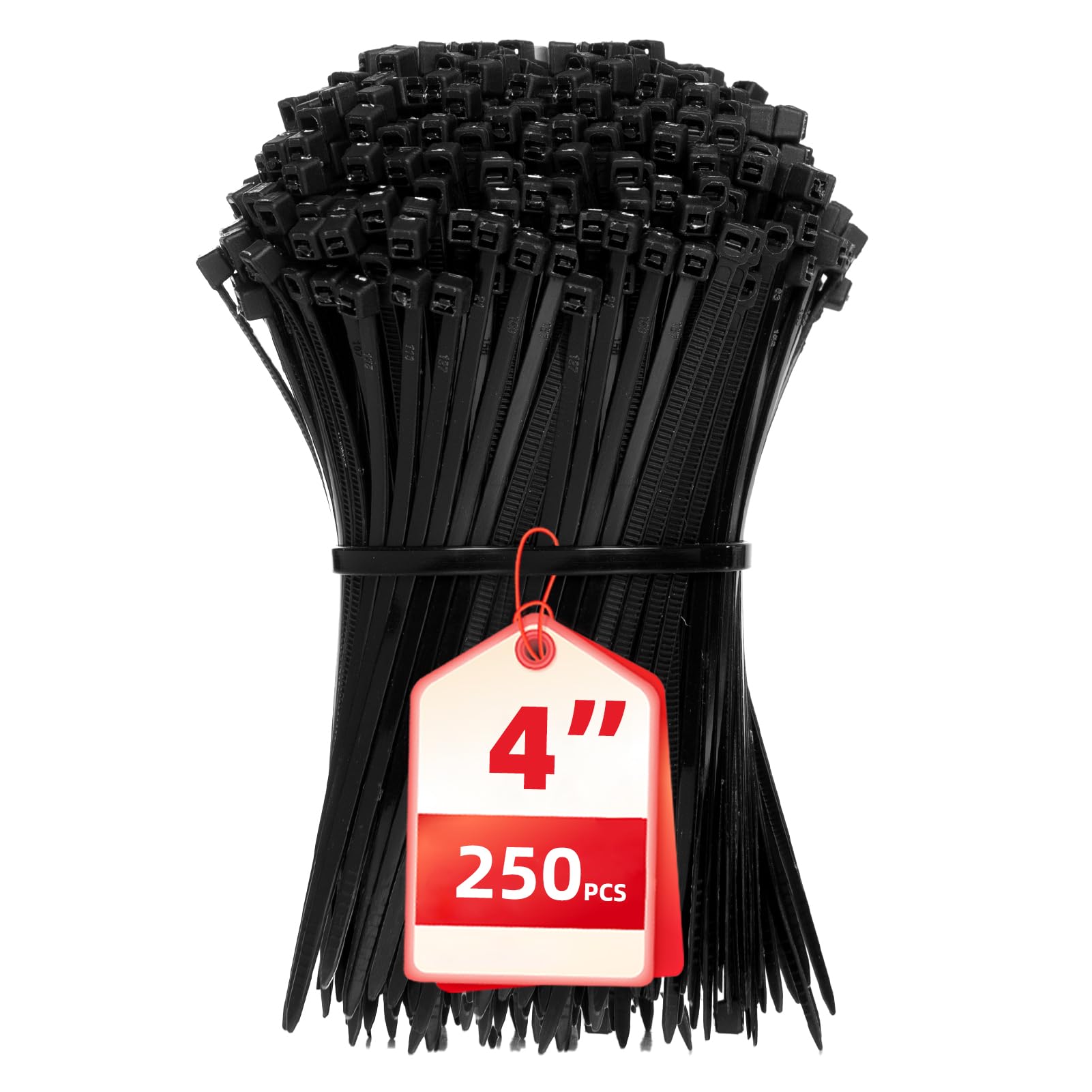 Cable Zip Ties, 250PCS Multi-Purpose Nylon Zip Ties, 4 Inch Self Locking Cable Ties,Self-Locking Wire Ties used for home, garden, garage,indoor and outdoor.Black Cable Ties