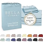 Bella Coterie Luxury Bamboo Viscose Split King Size Sheet Set | 2 Fitted Sheets for Sleep Number & Adjustable Beds | 100% Organically Grown | Cooling & Ultra Soft | 18” Deep Pocket [Coastal Blue]