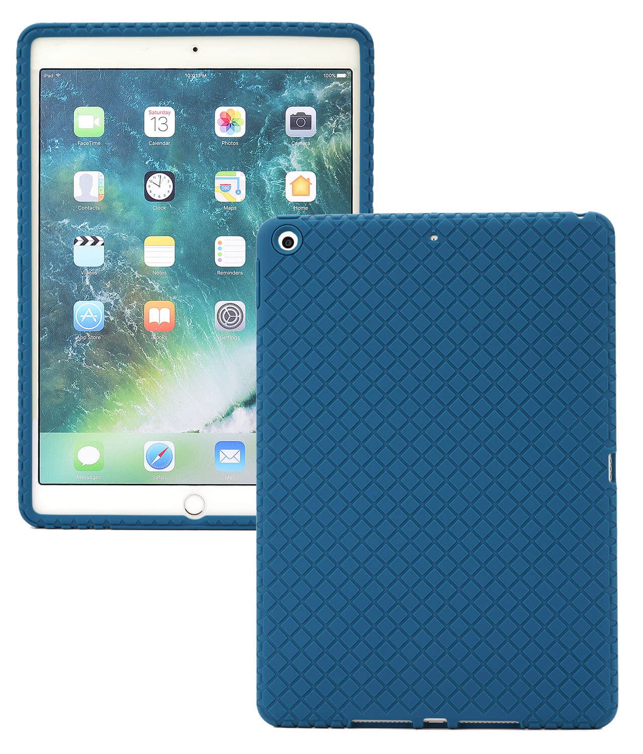 Photo 1 of Veamor 10.2" 9th/8th/7th Gen Silicone Case Cover, Anti Slip Rubber Protective Skin Soft Bumper for Apple iPad 9 (2021) / 8 (2020) / 7 (2019), Kids Friendly/Lightweight/Shockproof (Cosmos Blue)