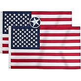 Homissor American Flag 3x5 2 Pack US Flags for Outsidek USA Outdoor Heavy Duty United States Embroidered Stars Durable Nylon for All Weather High Wind Sewn Stripes With Brass Grommets