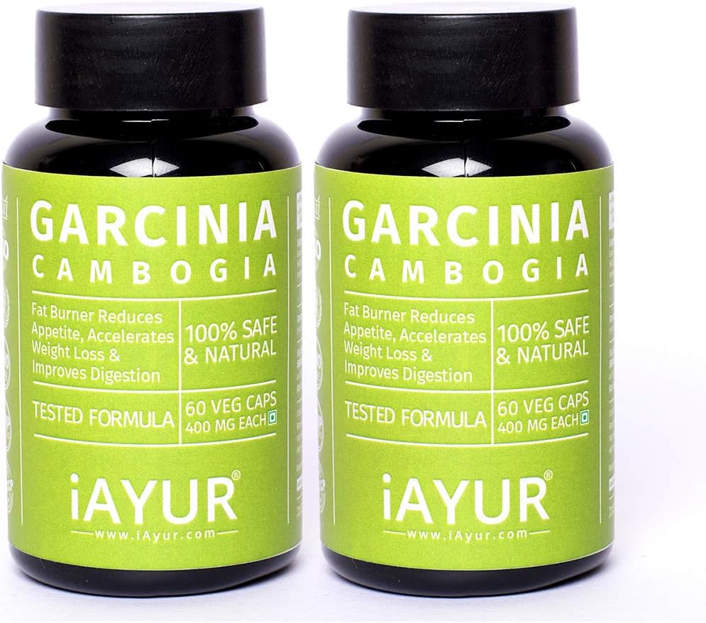 iAYUR Garcinia Cambogia Extract (Pack of 2) 60% HCA 800 Mg Serving | Tested & Certified 100% Pure & Safe - Potent For Weight Loss