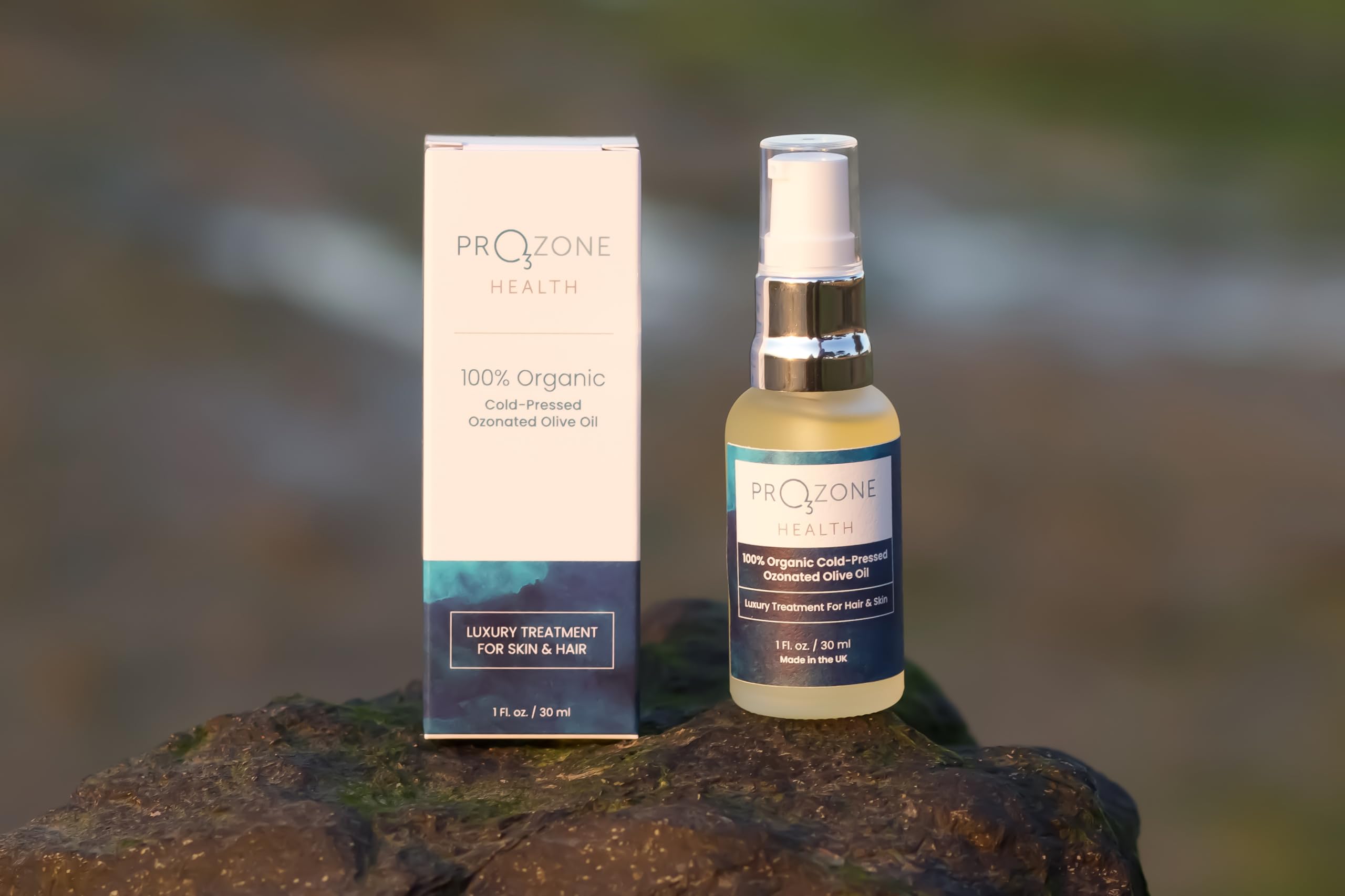 Prozone Ozonated Olive Oil 30ml (1 fl oz) – 100% Organic Cold Pressed Olive Oil, Luxury Skin & Hair Oil, Anti-Ageing Beauty Treatment