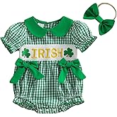 Adobabirl My First Easter Baby Girl Outfit Bunny Embroidery Bubble Romper Short Sleeve Bow Jumpsuit Smocked Clothes