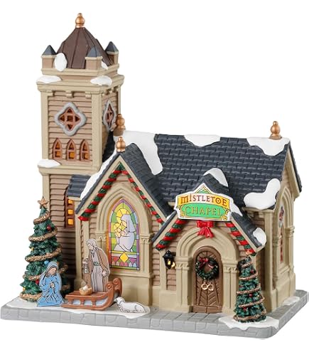 Lemax Caddington Village 35055 Lemax Caddington Village - Iglesia St. Luke Con Luces, Decoración Navidad, Pueblo En Miniatura, Multicolor Iglesia Iluminada Navidad - 3