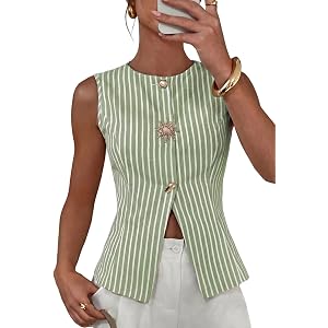 EVALESS Vest Tops for Women Trendy 2026 Summer Button Down Business Casual Sleeveless Suit Blazers Waistcoat