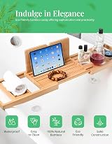 ADOV Bath Tray Extendable Bamboo Bath Caddy with Book/Phone Holder view 2