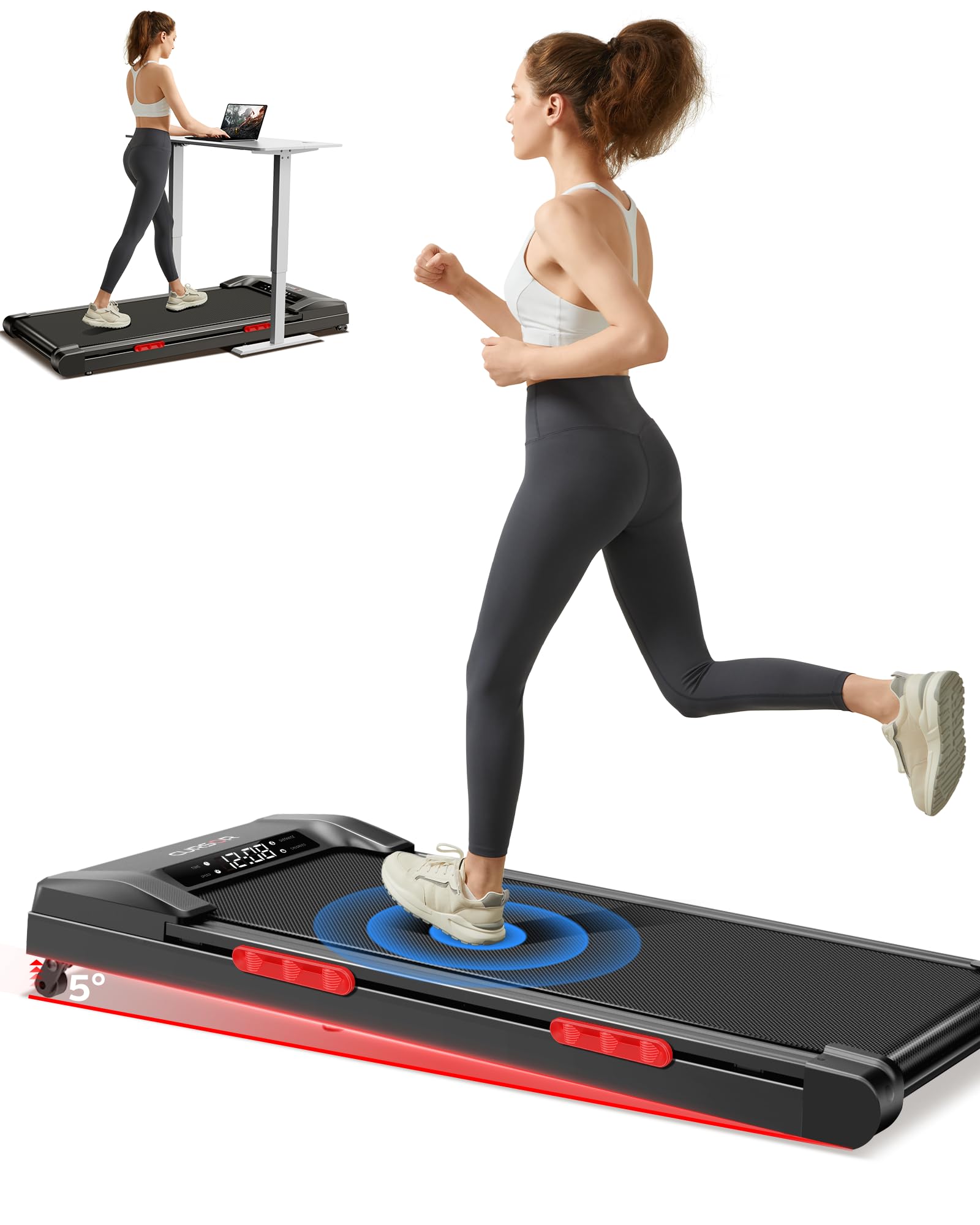 Photo 1 of CURSOR FITNESS Walking Pad Treadmill with Incline, Under Desk Treadmill with Triple Shock-Absorbing System, 2.5HP Quiet Brushless, Portable Walking Treadmill with Remote Control