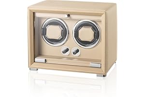 KOHUDIS Watch Winder for 2/4/6/9 Automatic Watches, high-end Leather Making, Super Quiet Mabuchi Motor, Two Power Modes, Built-in led Lights