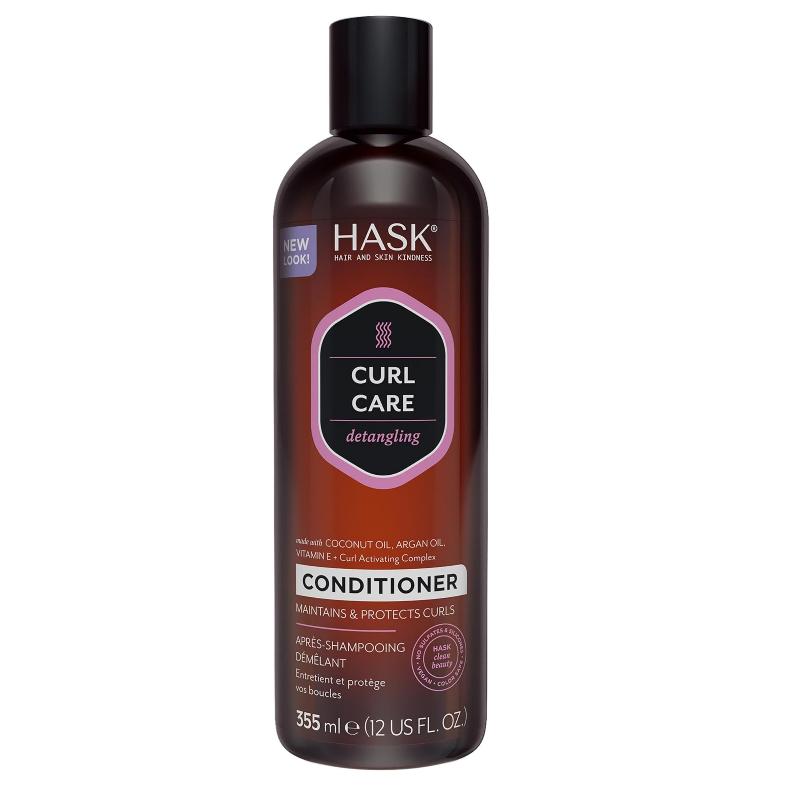 HASK Curl Care Detangling Conditioner for all curl patterns, colour safe, and cruelty-free - 1 355mL Bottle