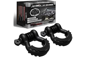 AUTMATCH D Ring Shackle 3/4" Shackles (2 Pack) 41,887Ibs Break Strength, Clevis Shackles with 7/8" Screw Pin and Shackle Isol
