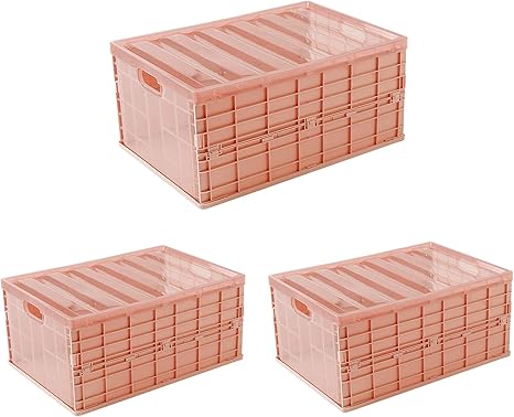 Amazon 3個セット 収納ボックス プラスチック 折りたたみ コンテナ 透明 ふた付き 積み重ね 30l 幅44 奥行30 高さ21cm 折りたたみコンテナ プラスチックケース コンテナボックス 大容量 無臭 おしゃれ 収納ケース 衣装ケース 蓋付き収納ボックス ベッド下収納 キューブ