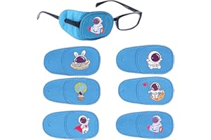 MVWARJ 6 Pcs Kids Eye Patches, Blue Eye Patches for Kids Glasses, Boys Right Eye Patches, for Kids Treating Lazy Eye Strabismus Amblyopia and After Surgery Recovery of Eye Patches (Cosmonaut)