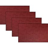 PIGCHCYPlacemats,Washable Durable Vinyl Woven Table Mats,Elegant Heat Resistant Placemats for Dining Table Set of 4 (18 x 12 inches,Burgundy Red)