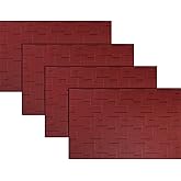 PIGCHCY Placemats,Washable Durable Vinyl Woven Table Mats,Elegant Heat Resistant Placemats for Dining Table Set of 4 (18 x 12 inches,Burgundy Red)