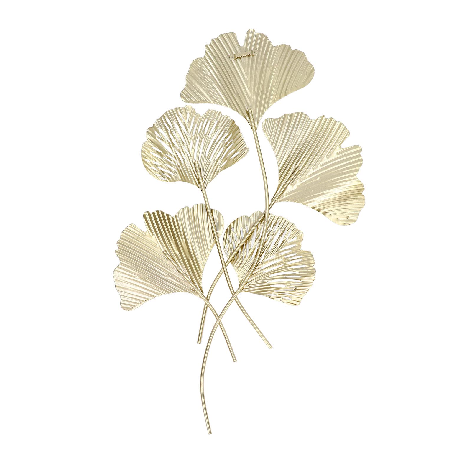 Large Gold Metal Wall Decor, Golden Gingko Leef Ornaments Art Wall Sculpture Metal Wall Hanging Decor, for Living Room, Bedroom, Office, Study, Large (23.6 x 13.8 in)