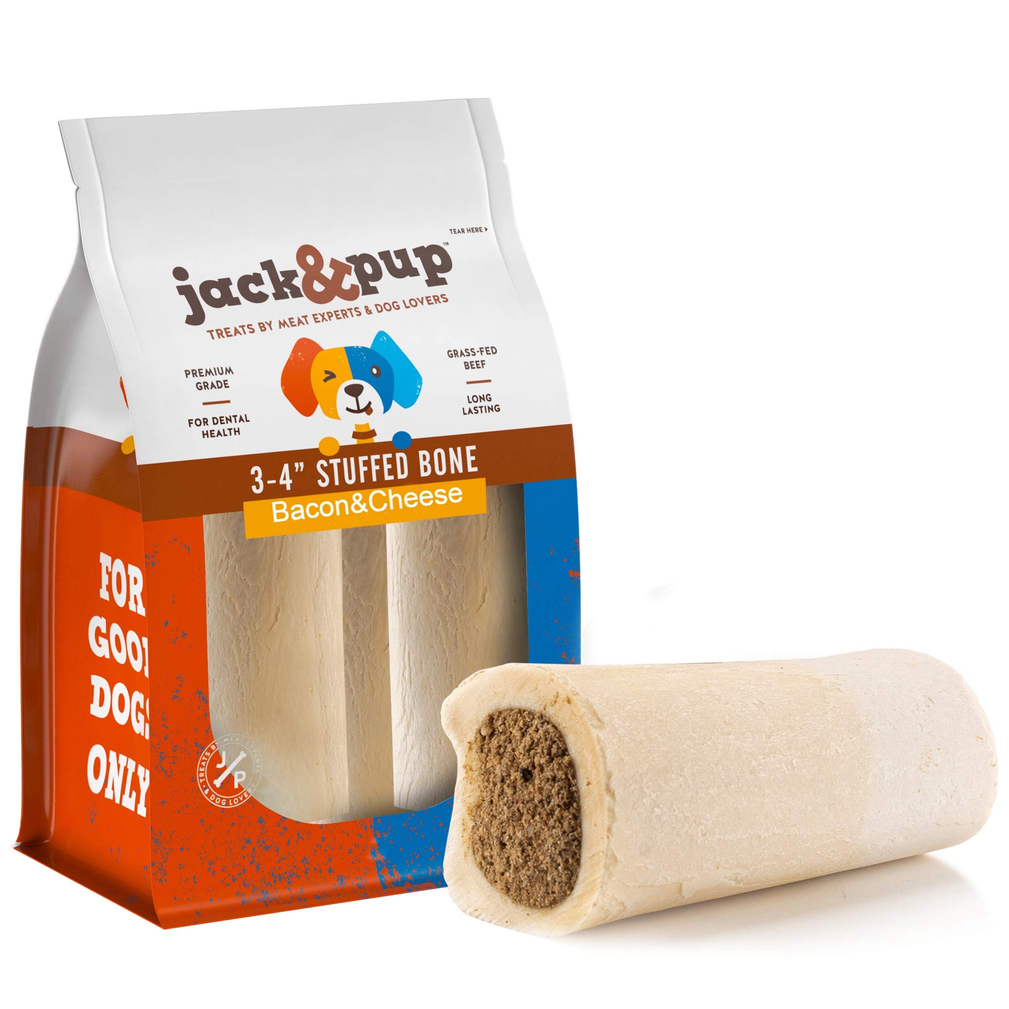 Jack&Pup Filled Dog Bones | 3" Bacon & Cheese