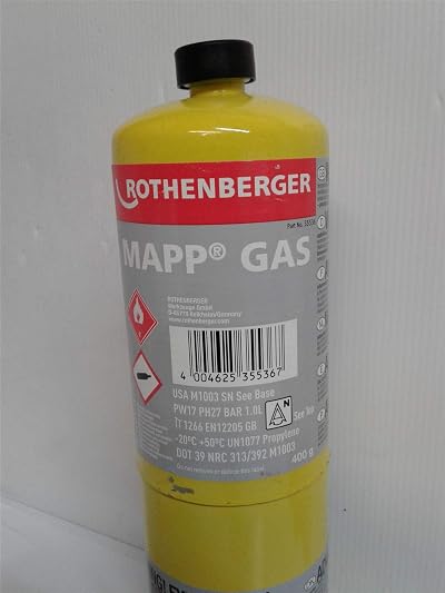 Rothenberger 35536 MAP//PRO Gas Cylinder 399.7g Steel Valve Safety