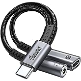 USB C to 3.5mm Headphone and Charger Adapter,2-in-1 USB C to Aux Audio Adapter with PD 60W Fast Charging Compatible with Appl