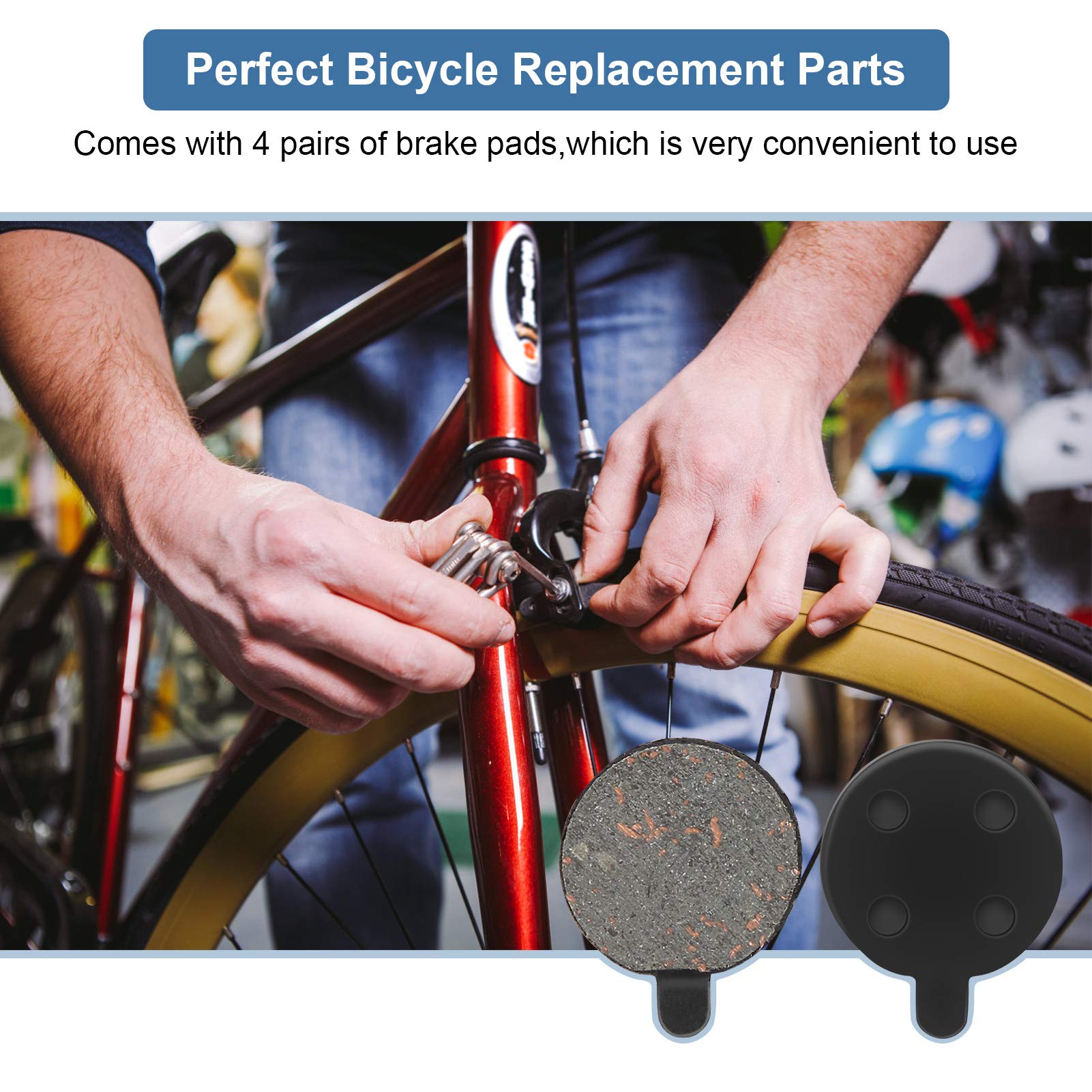 Yosoo Health Gear Scooter Brake Pads, Brake Pads Brake Disc Rotor, Electric Scooter Brake Pads, Semi-Metal Brake Pads for 10in Electric Scooter (4 Pair)