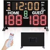 Ousmile Portable Digital Scoreboard with Remote, LED Electronic Score Keeper, Battery Powered Basketball Score Board, Outdoor Scoreboard for Indoor Outdoor Courts &amp; Sports Events