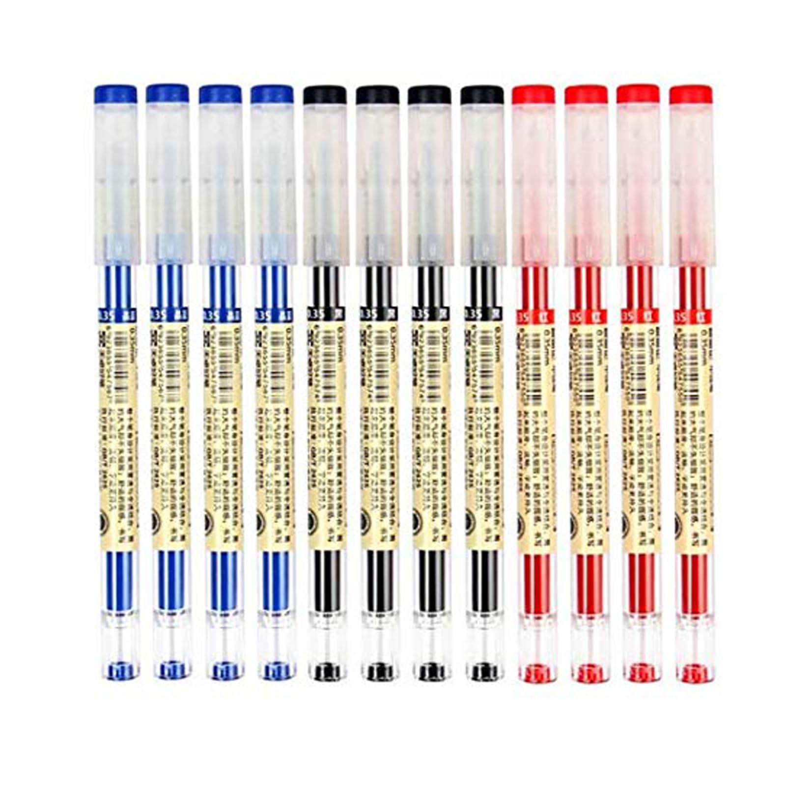 Liquid Ink Rollerball Pens Rolling Ball Pens Quick-Drying Gel Ink Pen Extra Fine Point Pens 0.36mm Japanese Style Maker Pens for Office School Stationery Supply 12 Pieces (4 Black 4 Red 4 Blue)