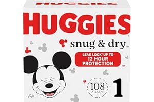 Huggies Size 1 Diapers, Snug & Dry Newborn Diapers, Size 1 (8-14 lbs), 108 Count