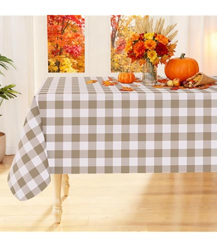 Romanstile Rectangle Vinyl PVC Tablecloth, 100% Waterproof