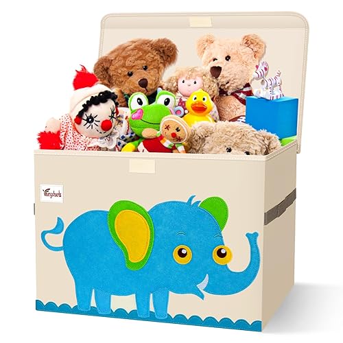 QASUN Toy Storage,Fabric Toy Box,Storage Boxes With Lid,Large Storage Box With Lid,Child Toy Box,Foldable Box Basket,Baby Clothe Fabric Chest Organiser
