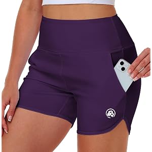 AOBUTE Womens High Waisted Swim Board Shorts UPF 50+ Quick Dry Swim Trunks with Pockets