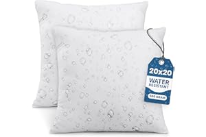 Utopia Bedding Outdoor Pillow Inserts 20 x 20 Inches (Pack of 2, White), Water Resistant Garden Throw Pillows for Patio and Porch Furniture