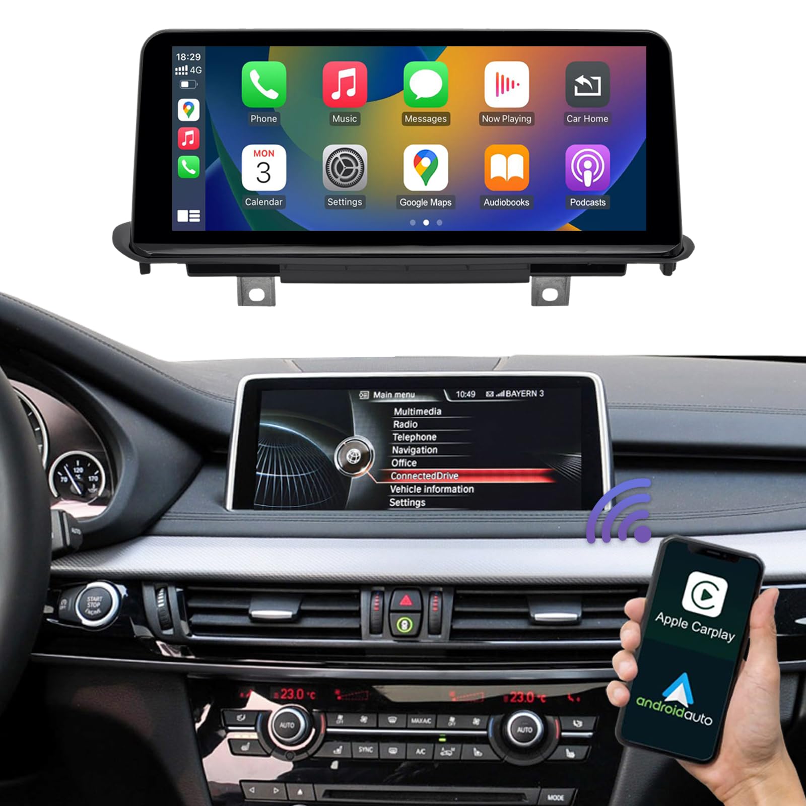 Photo 1 of Road Top 10.25 Inch Touchscreen Wireless CarPlay Android Auto for BMW X5 X6 Series F15/F16 2014-2016 Year with NBT System, Car Stereo Multimedia Car Radio Receiver