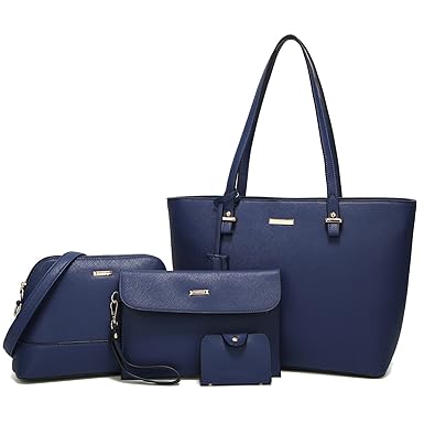 ELIMPAUL ELIMPAUL Women Fashion Handbags Tote Bag Shoulder Bag Top Handle Satchel Purse Set 4pcs