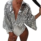 Sinzelimin Women's Jumpsuit Sexy Sequins Long