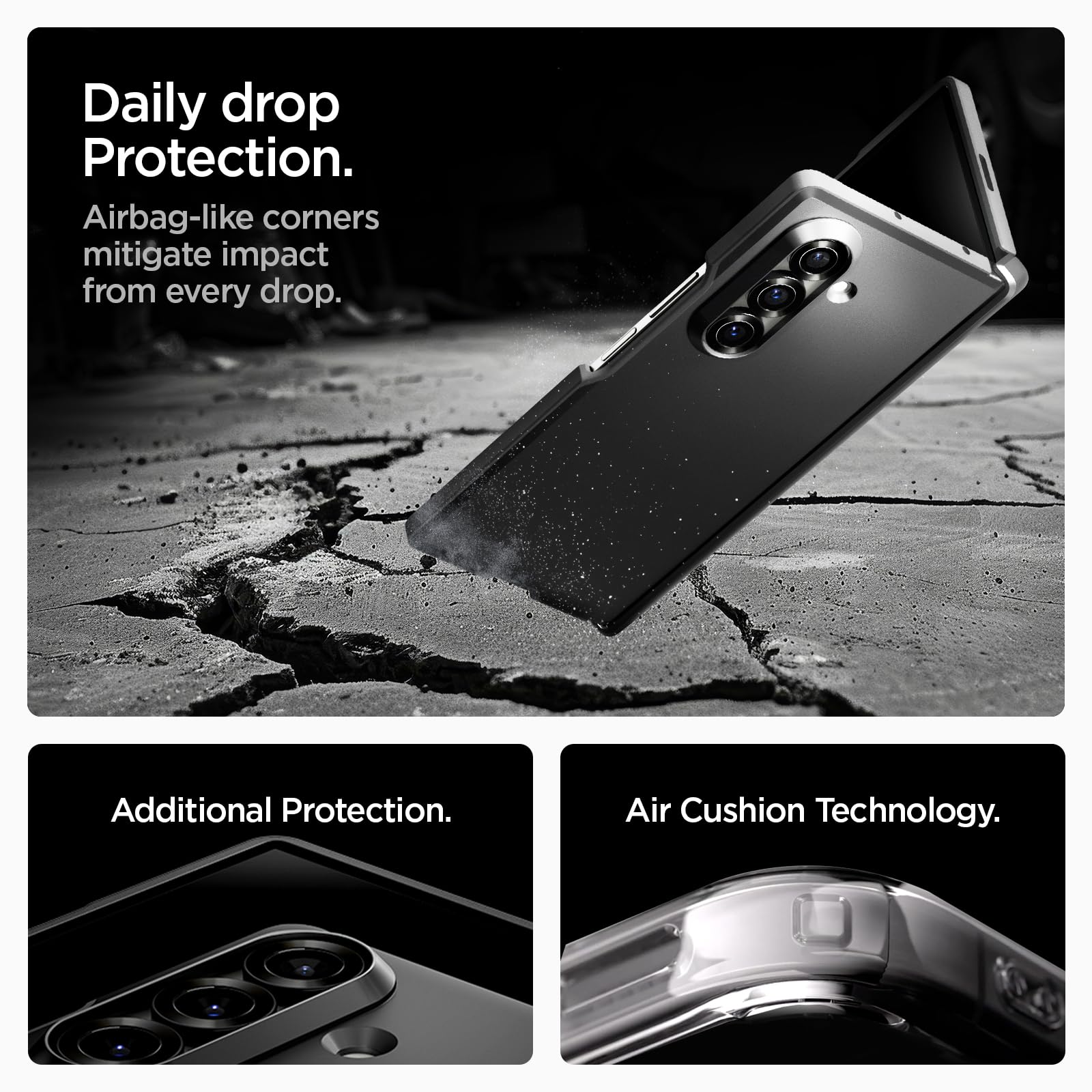 Spigen for Galaxy Z Fold 7 Case, Slim Armor Pro MagFit [Hinge Protection] [Fast Wireless Charging/Magnet for Galaxy] - Black