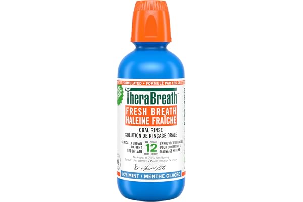 TheraBreath Fresh Breath Oral Rinse - Icy Mint | Fights Bad Breath | Certified Vegan, Gluten-Free, & Kosher | 473ml