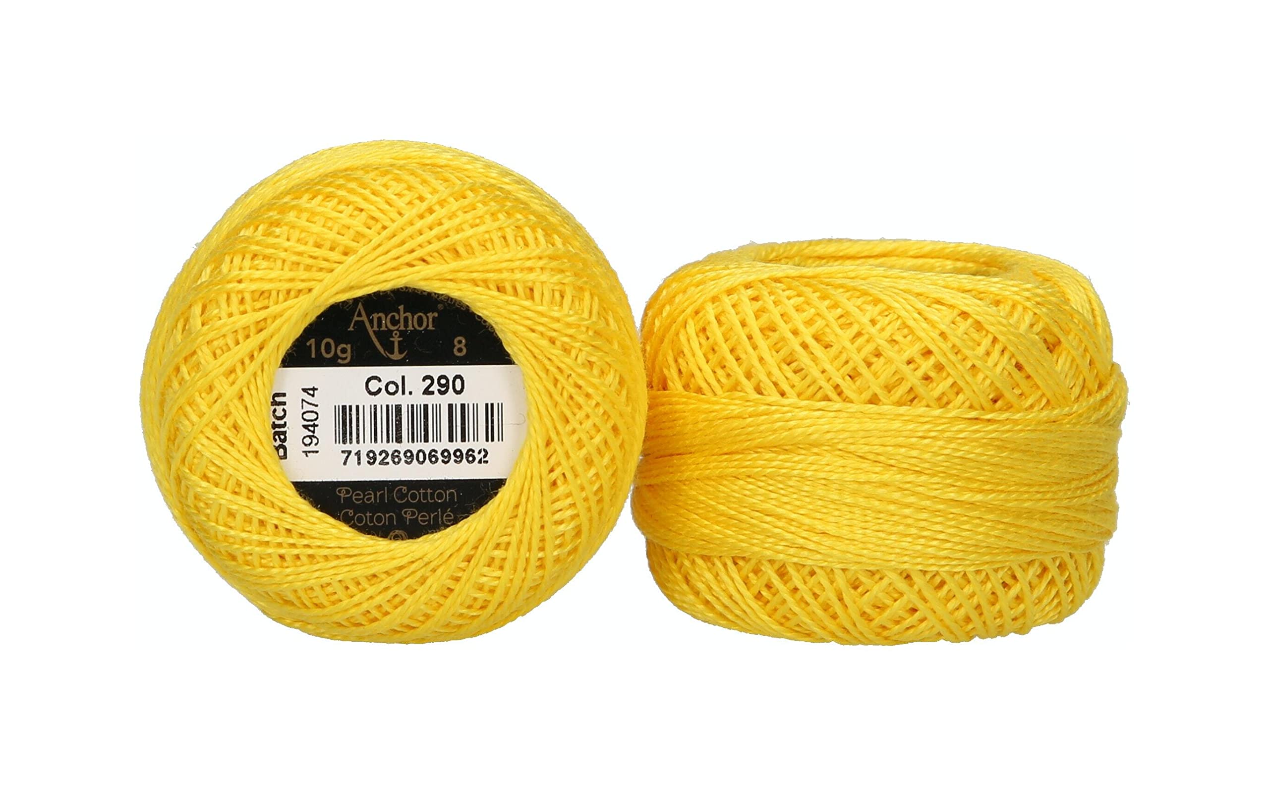 ANCHOR Pearl Yarn, Thickness: 8, Packaging: 10G, Running Length: 82M gelb Embroidery Threads