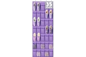 Tiblue Over The Door Shoe Organizer - 35 Mesh Pockets, Hanging Shoe Rack & Holder For Sneakers, Women's High Heels, Lavender