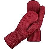 HOPSOOKEN Winter Mittens Gloves for Women Warm Thermal Fleece Thick Knit Soft Cozy Wool Snow Mittens for Cold Weather Gifts