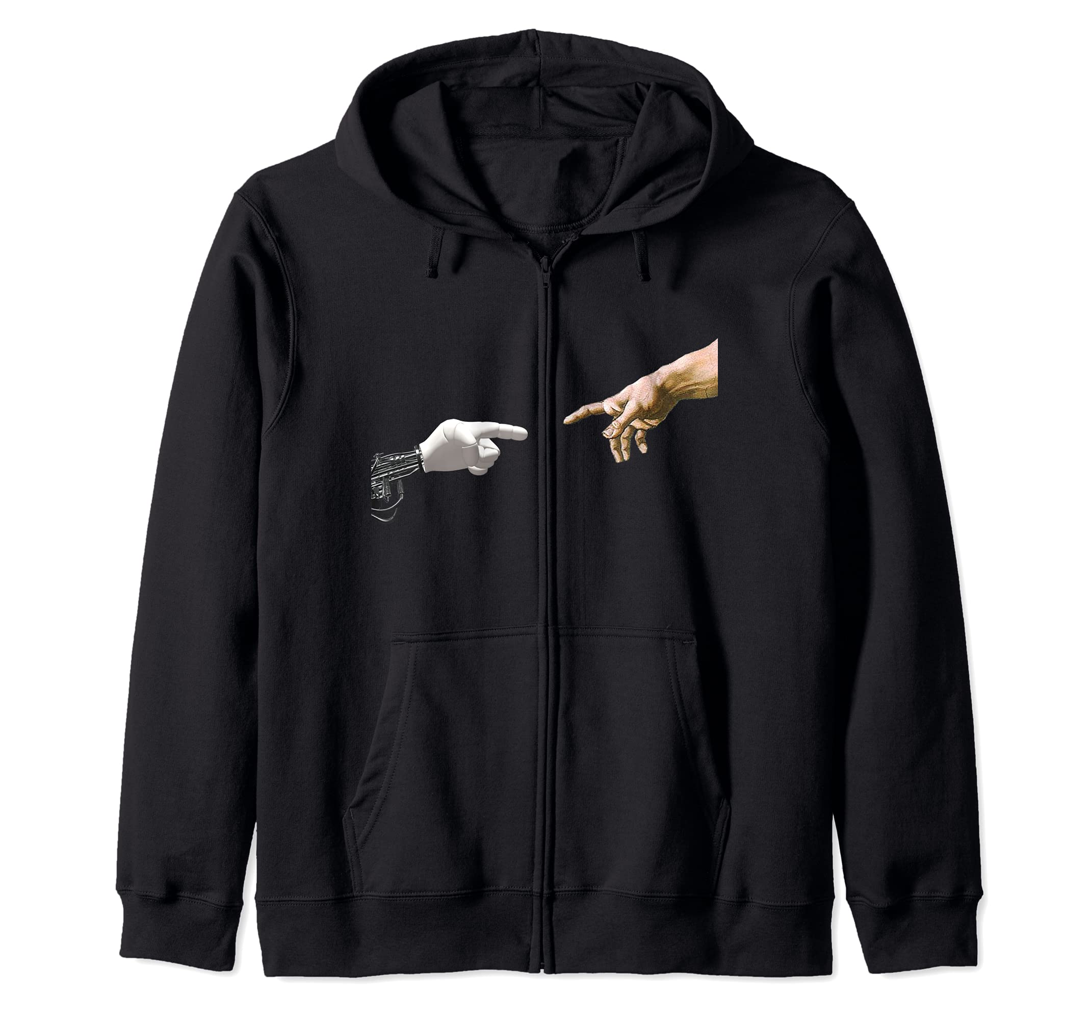Creation Of Adam By Michelangelo Robot Arm Funny Zip Hoodie