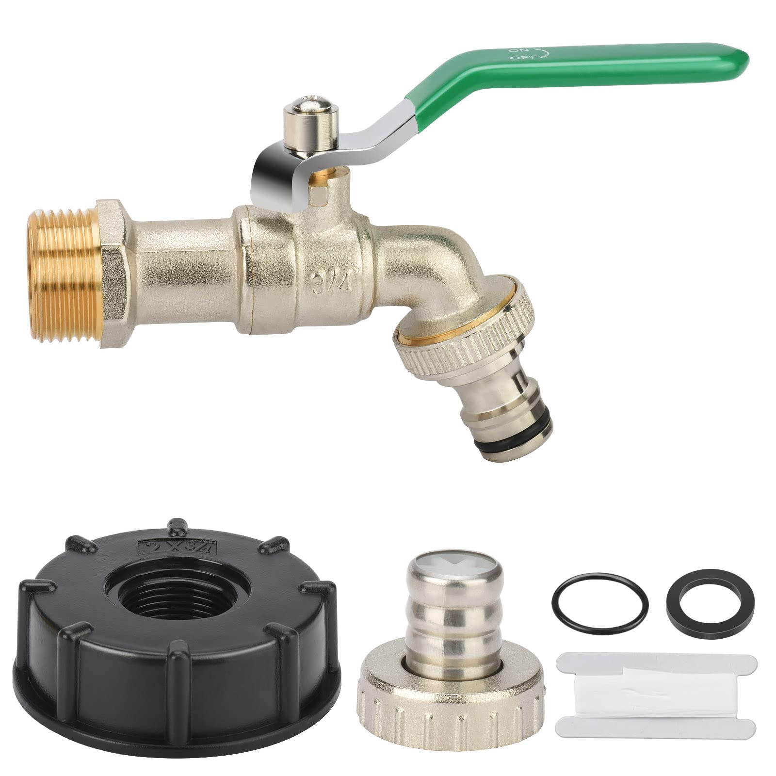 oumuik 3/4" Brass IBC Tank Fittings - IBC Tank Adapter IBC Tank Valve for S60X6 Water Storage Tank Tap Tank Garden Hose Connector Replace Valve Fitting Parts