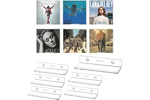 WEITELAI Vinyl Record Shelf Wall Mount, 6 Pack Albums Wall Shelves for Vinyl Records Display, Acrylic Vinyl Record Holder for Albums Display Your Daily LP, CD Listening (Clear)