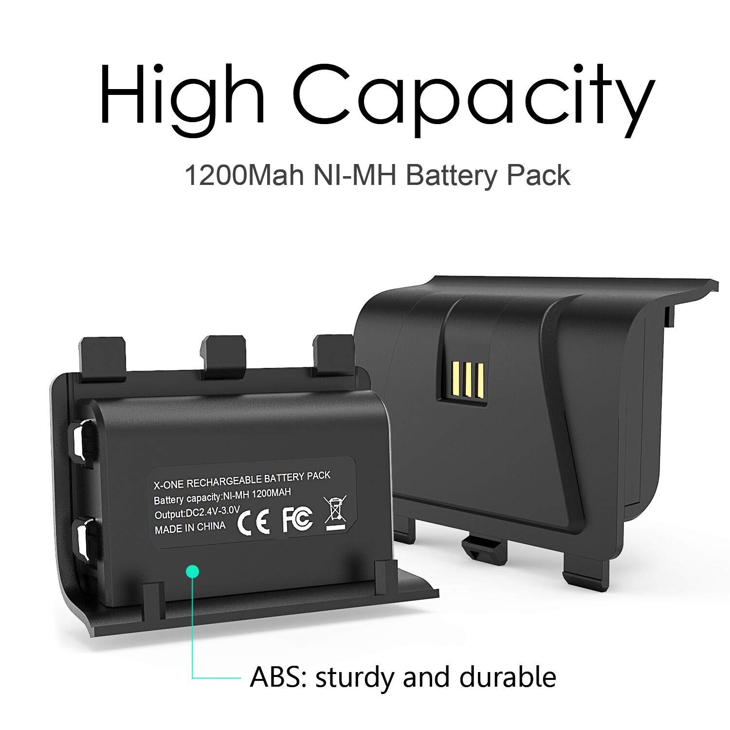 Xbox One Controller Charger, DualShock Charging Docking Station for Xbox One/One S/One X with 2x1200mAh Rechargeable Battery Pack for Xbox One Wireless Controller, Black
